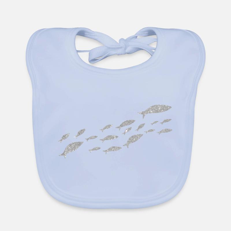 Silver Sardine Fish Organic Baby Bibs