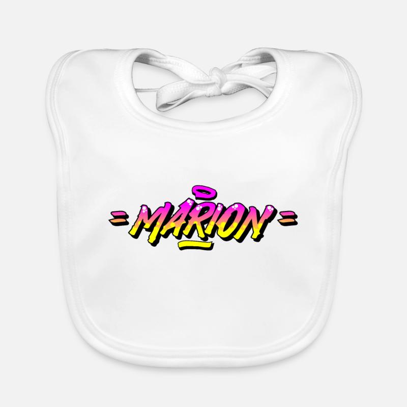 Graffiti First Name Marion Organic Baby Bibs