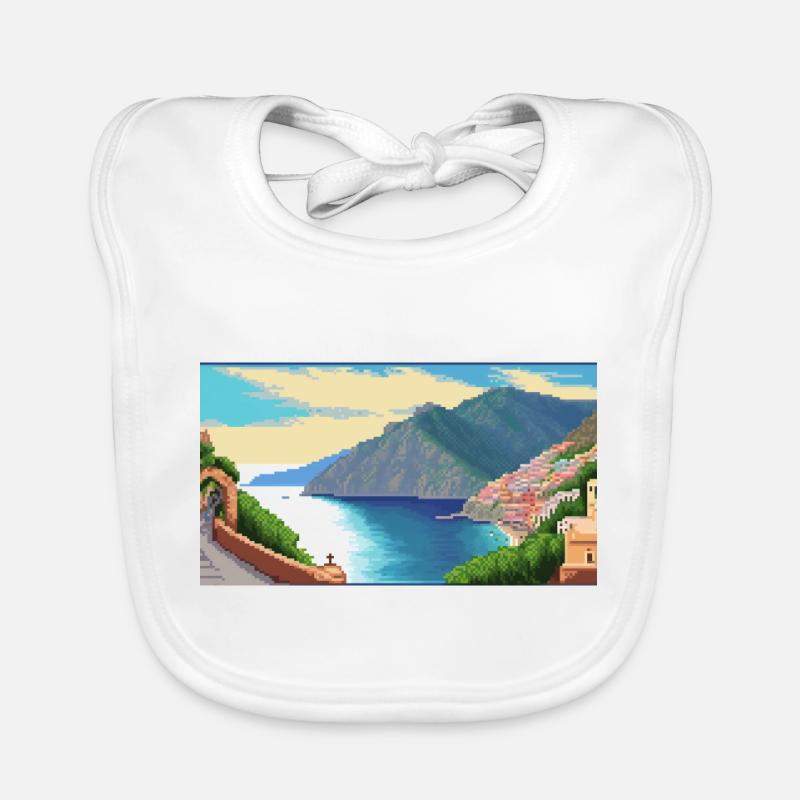 Amalfiküste, Italien - Pixel Art Baby Bio-Lätzchen