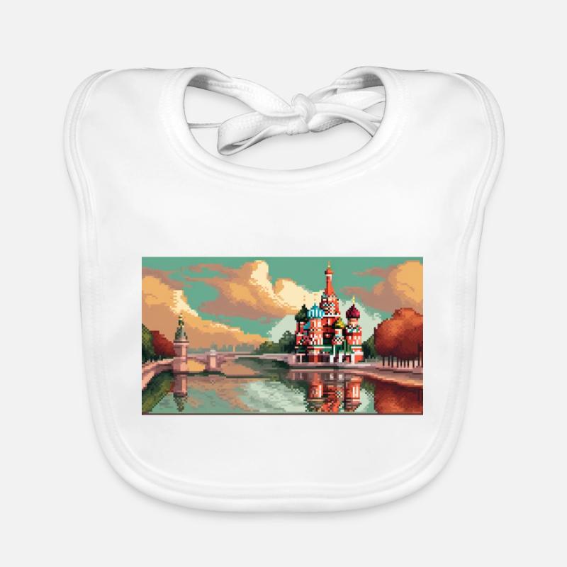 Cathédrale Saint-Basile, Moscou, Russie - Pixel Art Bavoir bio Bébé