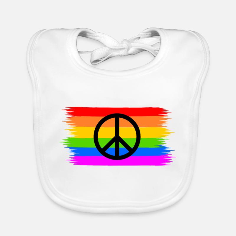 Peace peace sign on rainbow flag rainbow Organic Baby Bibs