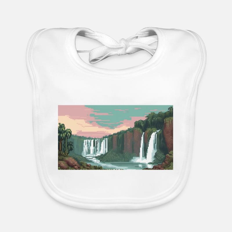 Iguazú Falls, Argentina - Pixel Art Organic Baby Bibs