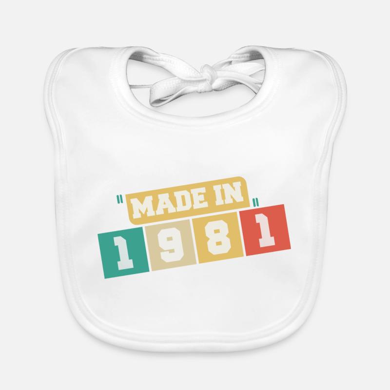 1981 Birthday 1981 Born in 1981 Birthday Organic Baby Bibs