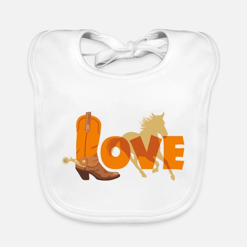 Botte de cowboy et silhouette de cheval Bavoir bio Bébé