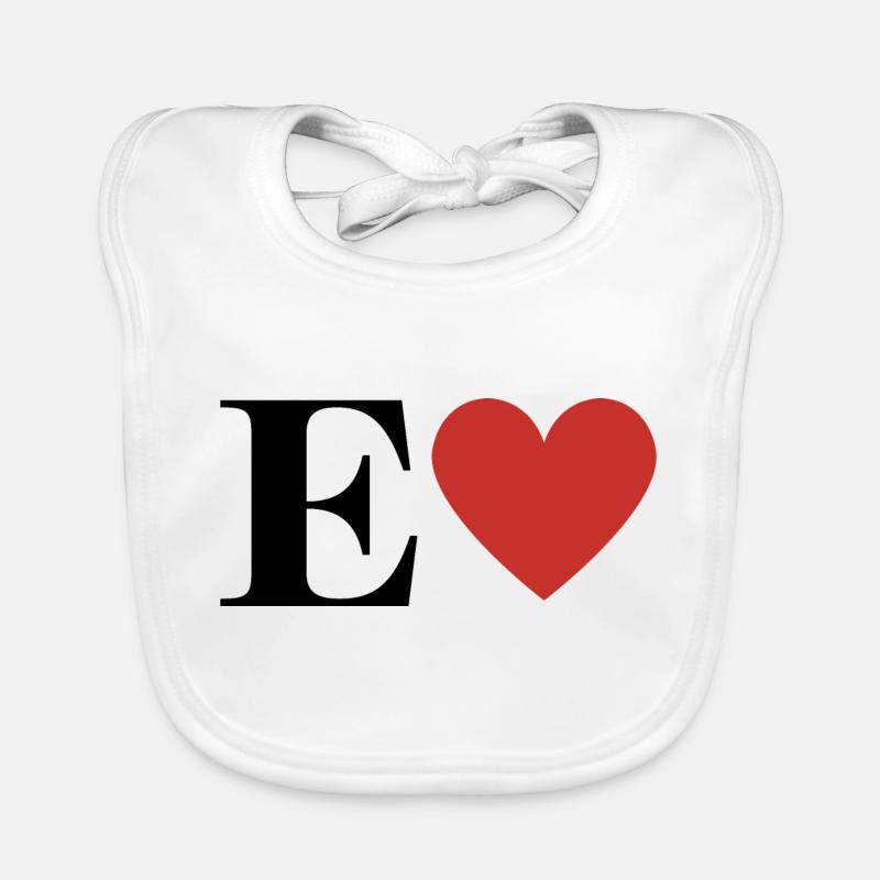 Letter e red heart Organic Baby Bibs
