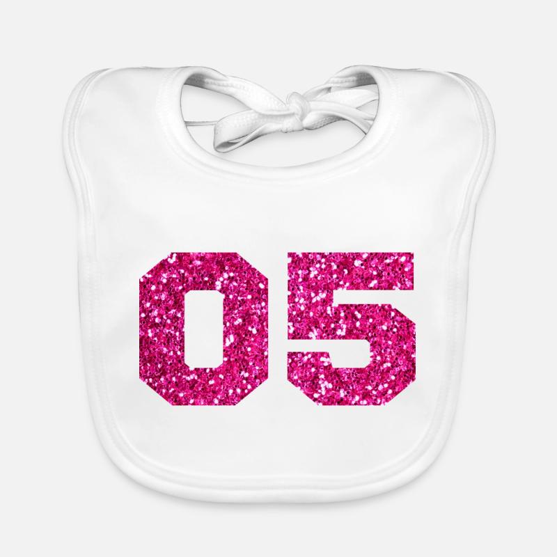Numéro 5 paillettes rose - 5e anniversaire Bavoir bio Bébé