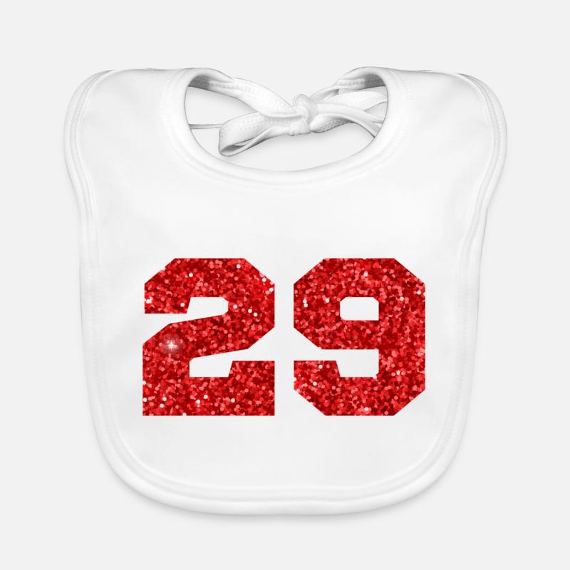 Number 29 Red Glitter - 29th Anniversary Organic Baby Bibs