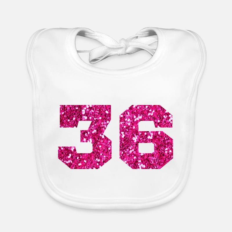Number 36 Pink Glitter - 36th Birthday Organic Baby Bibs