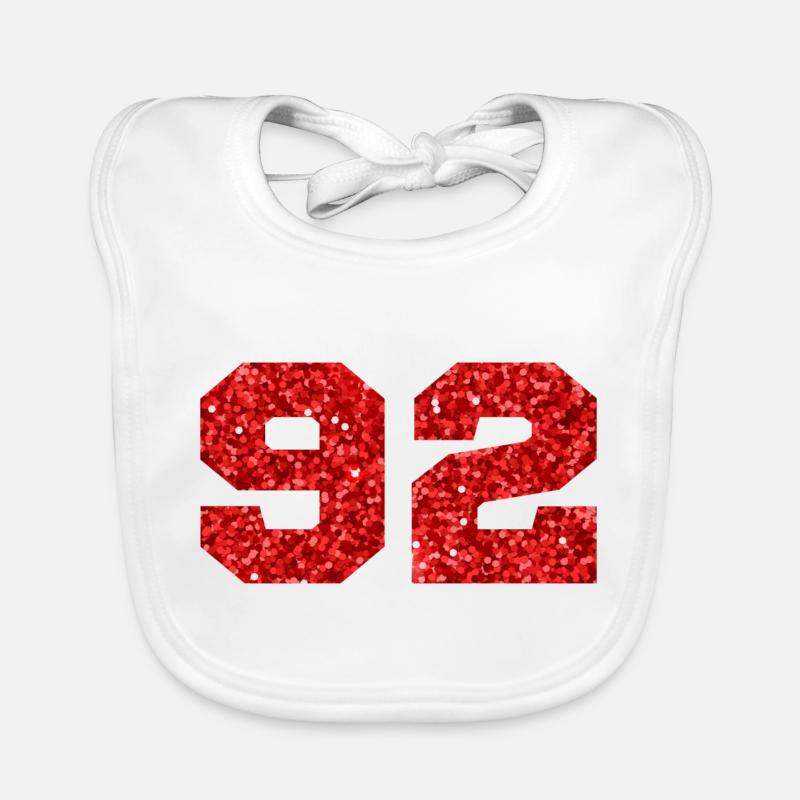 Nummer 92 Roter Glitzer - 92. Geburtstag Baby Bio-Lätzchen