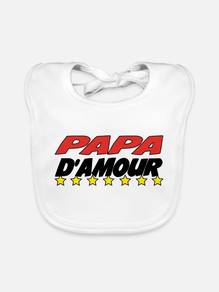 PAPA d'amour - Bavoir bio Bébé - blanc - Devant
