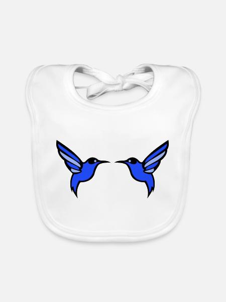 hummingbird bird 2 - Organic Baby Bibs - white - Front