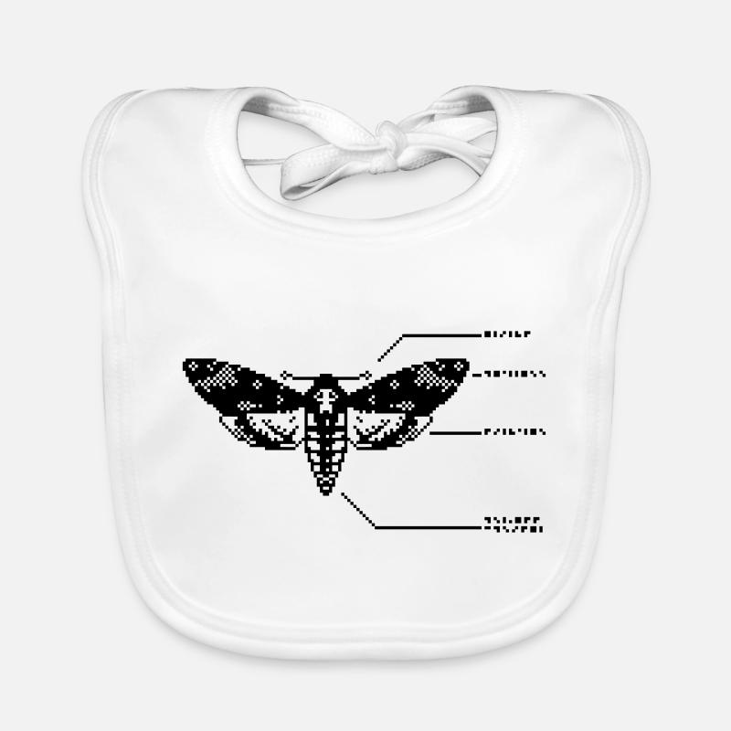 1bit Pixel Totenkopfschwärmer - Baby Bio-Lätzchen - Weiß