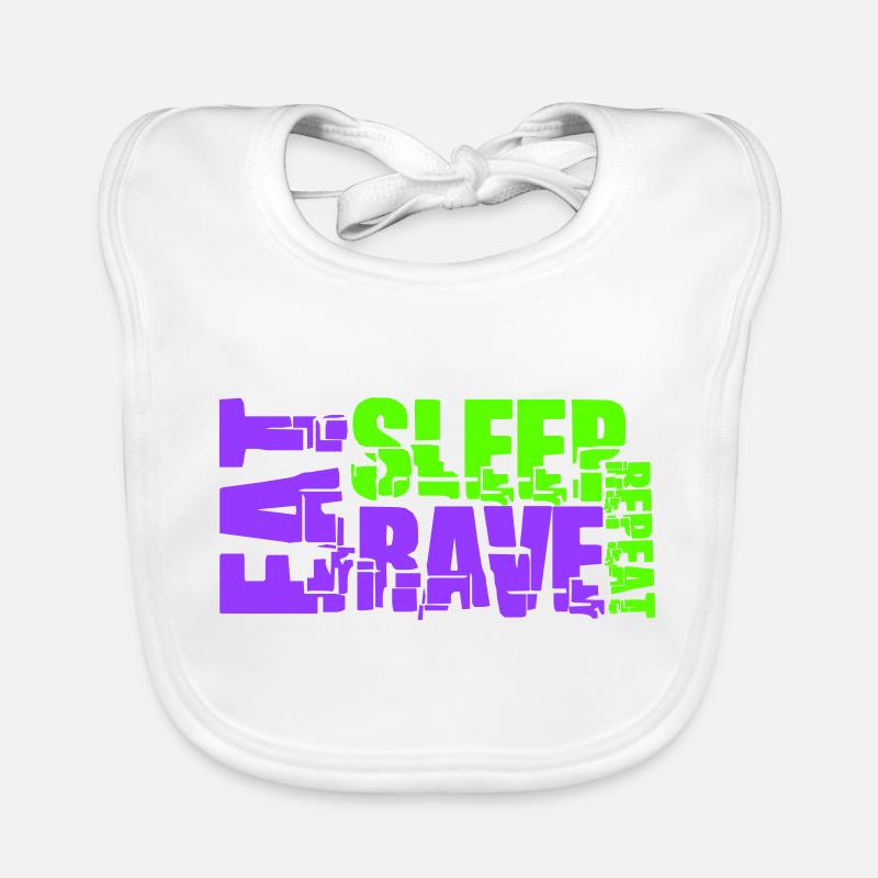 Eat Sleep Rave Repeat Essen Schlafen Raven Spruch Baby Bio-Lätzchen