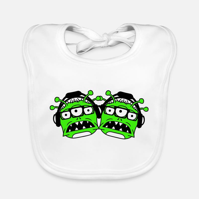 2 DJ Aliens Außerirdische Horror Zwei Monster Team Baby Bio-Lätzchen
