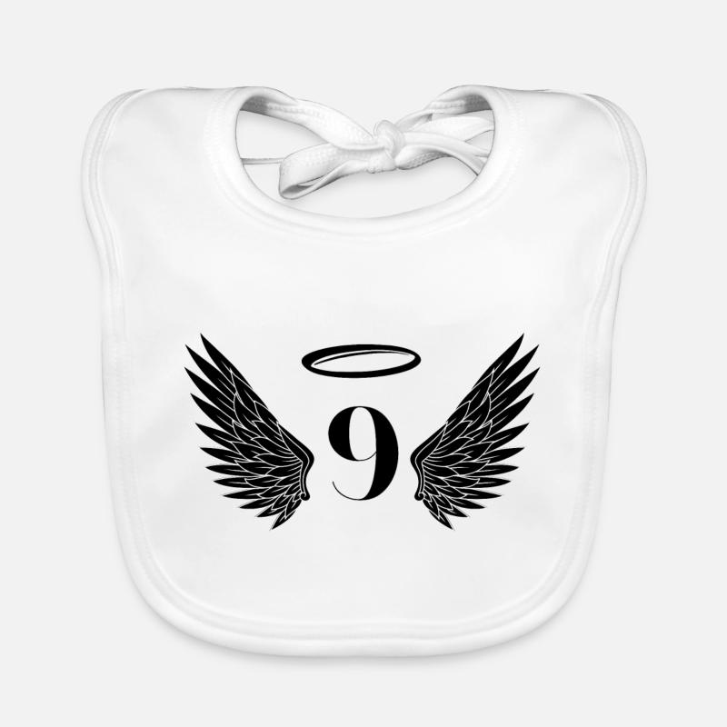Numéro 9 ange - 9e anniversaire ailes - Bavoir bio Bébé - blanc