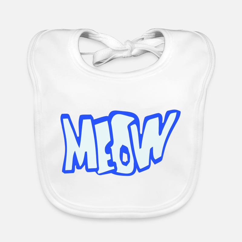 Meow Katze Comic Miau Buchstaben Kitten Text Zitat Baby Bio-Lätzchen