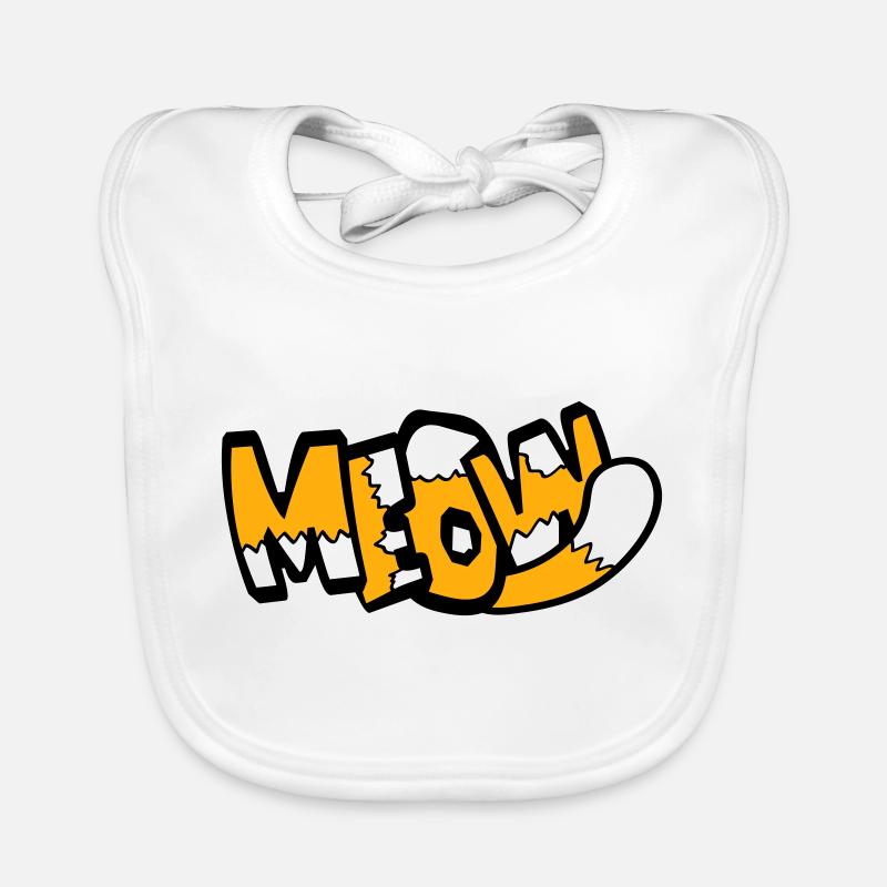 Meow Katze Comic Text Miau Lustiges Cartoon Zitat Baby Bio-Lätzchen