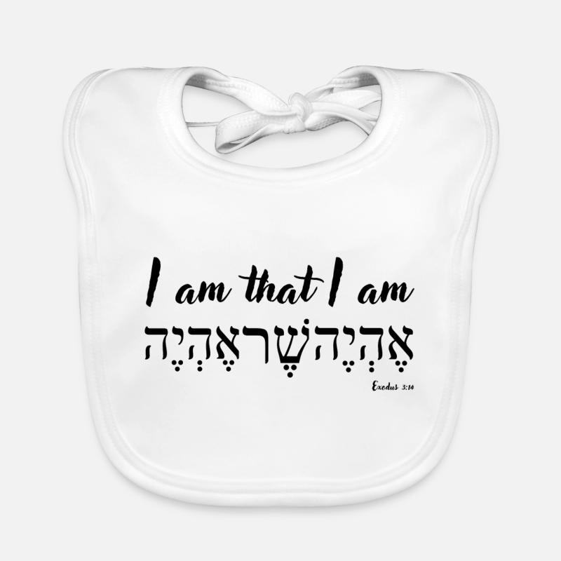 Ich bin, der ich bin, Englisch und Hebräisch, 2. Mose 3,14 Baby Bio-Lätzchen