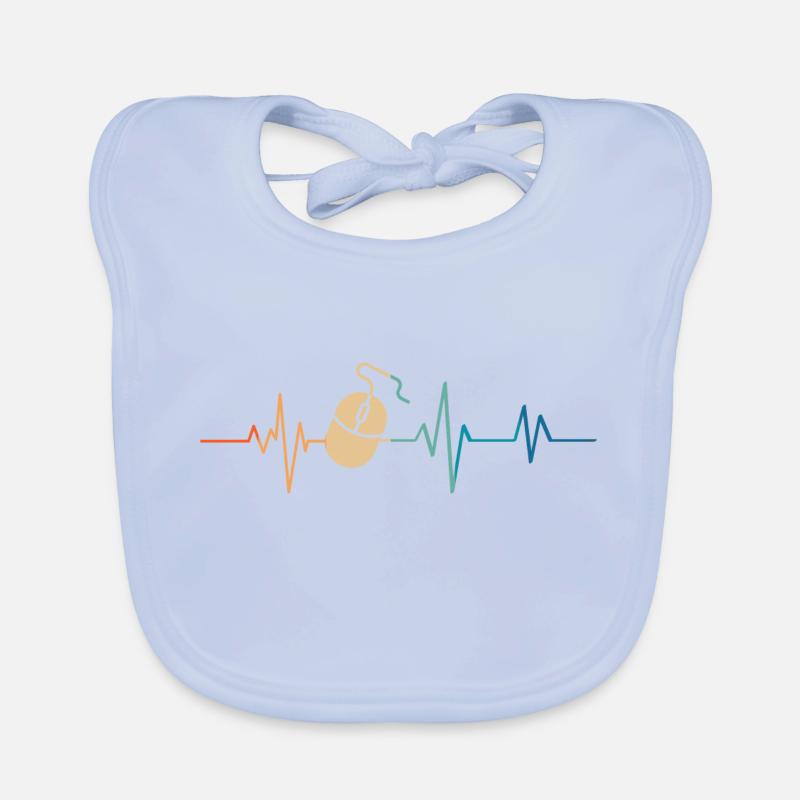 Heartbeat Retro Computer Mouse Organic Baby Bibs