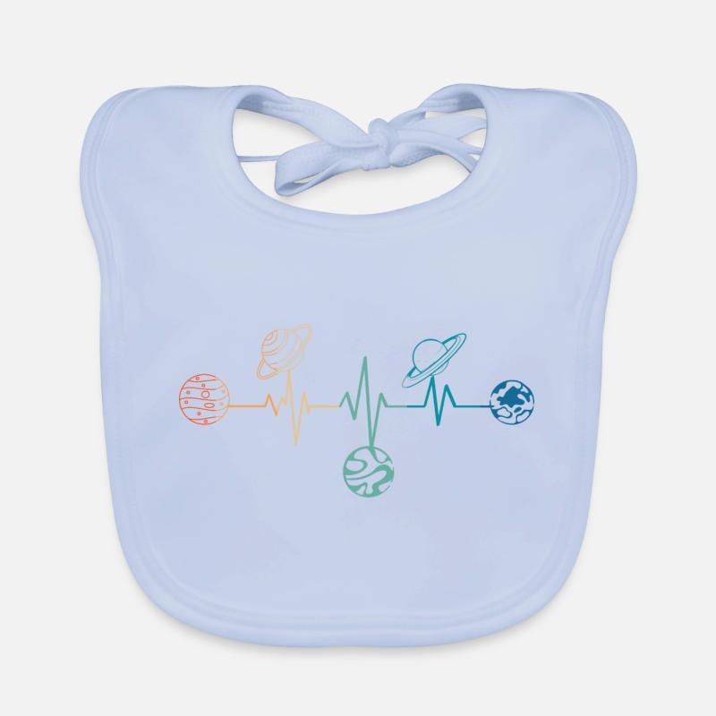 Retro Heartbeat Planets Organic Baby Bibs