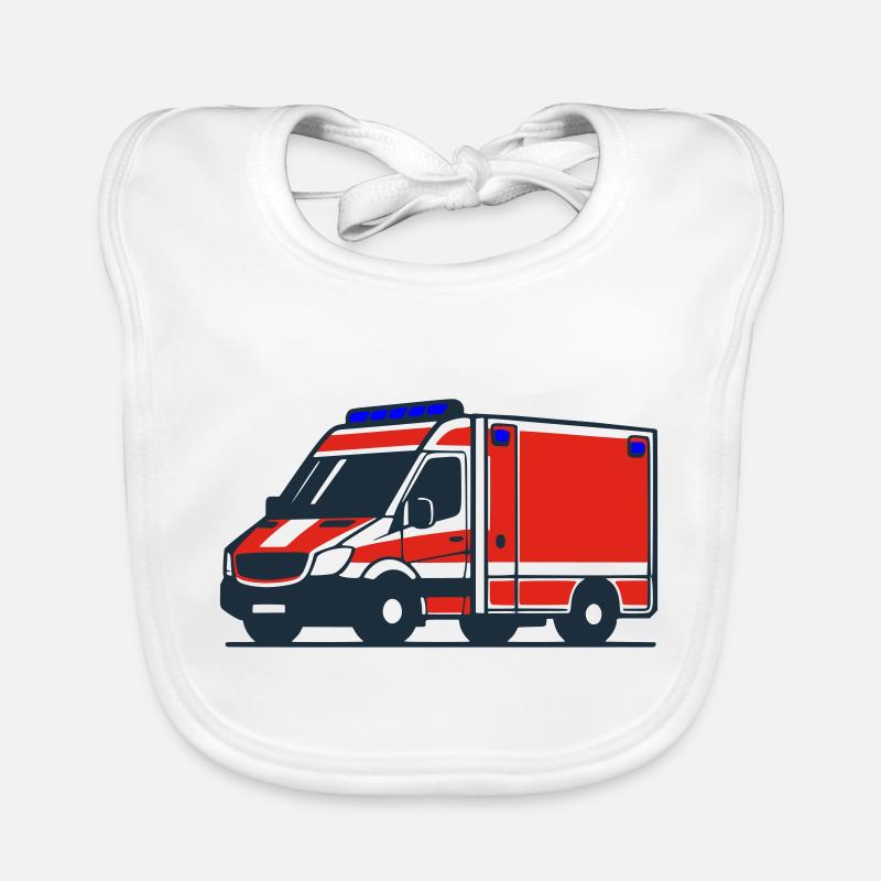Krankenwagen - Baby Bio-Lätzchen - Weiß