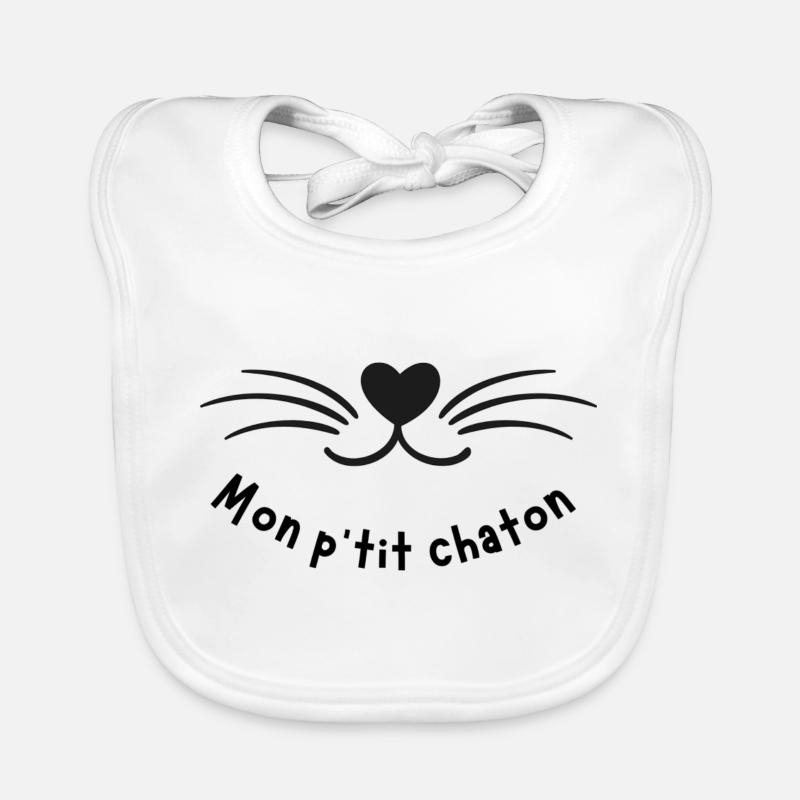MON PTIT CHATON - Bavoir bio Bébé - blanc