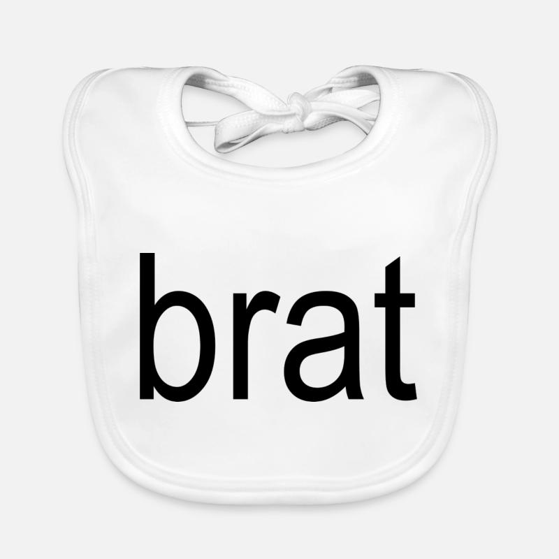 brat black text 5000 Organic Baby Bibs