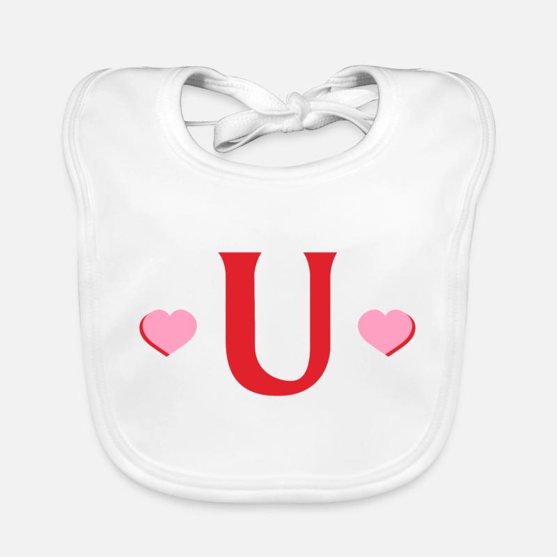 Letter u Red Hearts Organic Baby Bibs