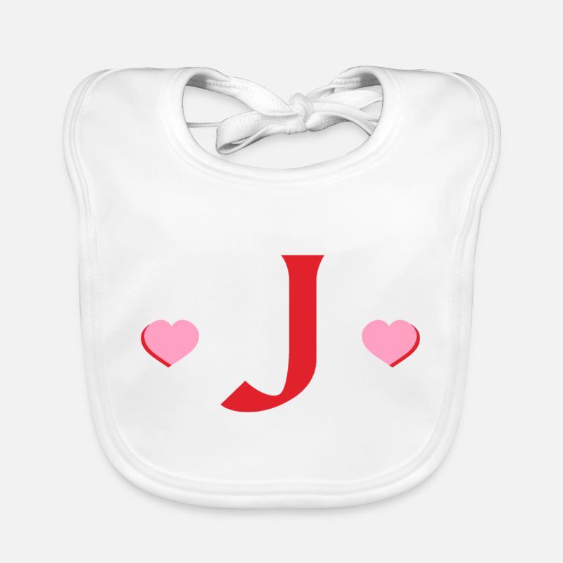 Letter j Red Hearts Organic Baby Bibs