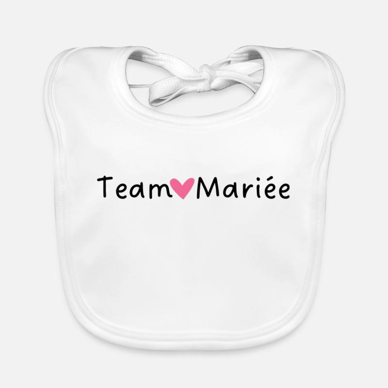 Team the Bride Pink Heart Organic Baby Bibs