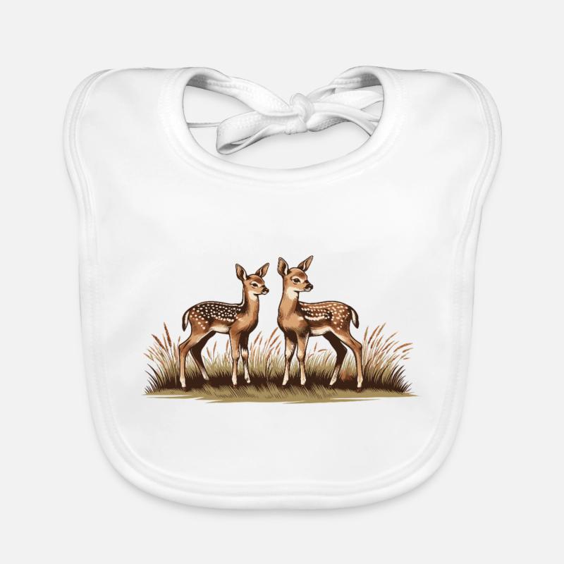 Deer on meadow Organic Baby Bibs