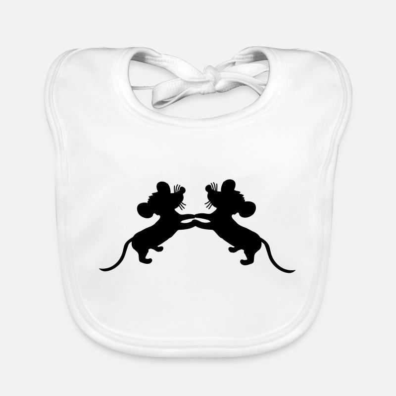 2 Mice Dance Hands Holding Couple Team Friends Love Organic Baby Bibs