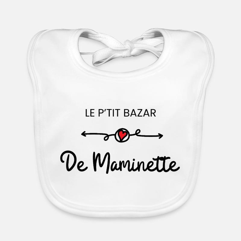 Le petit bazar de maminette - idée cadeau mamie - Bavoir bio Bébé - blanc