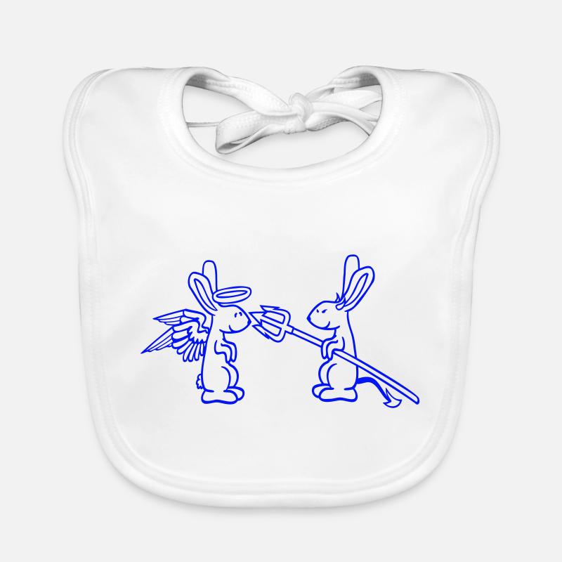 Rabbit Angel Conscience Devil Demon Evil Satan Hell Organic Baby Bibs