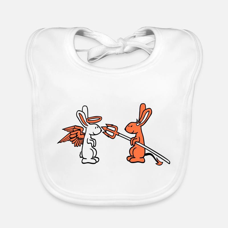 Rabbit Angel Conscience Devil Demon Evil Satan Hell Organic Baby Bibs