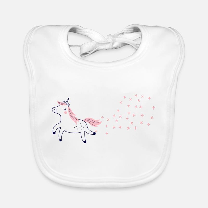 Licorne pétante à paillettes - Bavoir bio Bébé - blanc