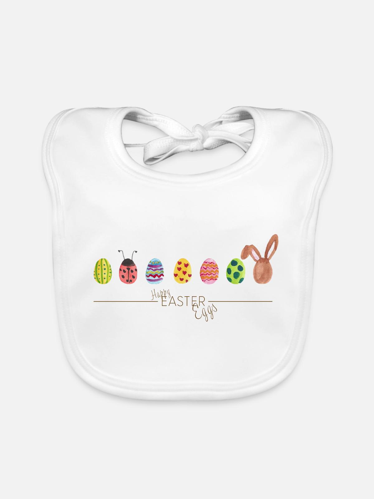 Happy Easter (-Eggs) - Baby Bio-Lätzchen - Weiß - Vorne