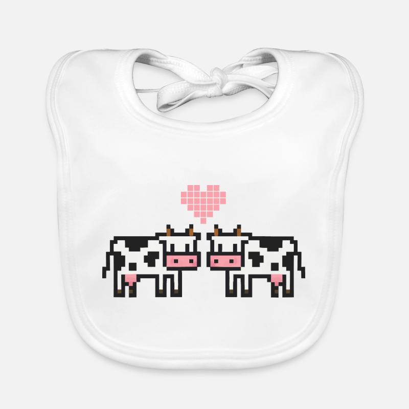 Vache Pixel Amour Bavoir bio Bébé