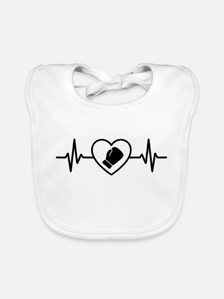 Coeur de boxe sur le ring - Bavoir bio Bébé - blanc - Devant