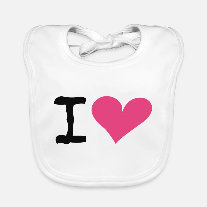 I Heart - Bavoir bio Bébé - blanc