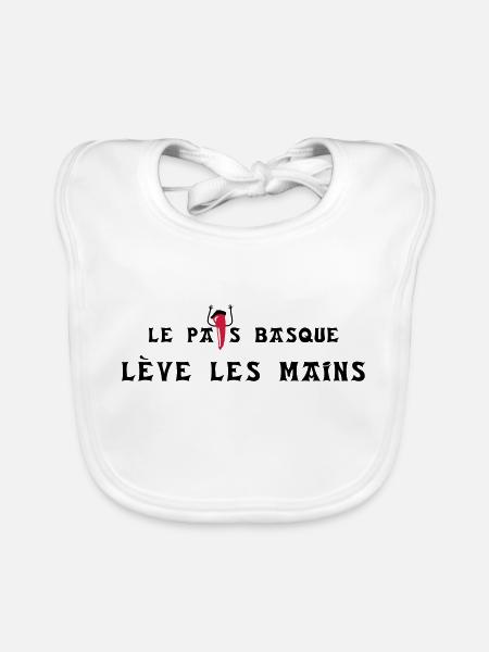 Le pays basque lève les mains - horizontal - Bavoir bio Bébé - blanc - Devant