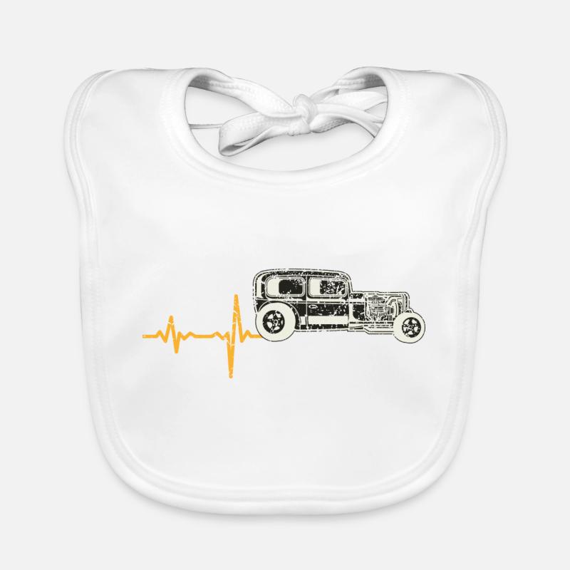 Geschenk Heartbeat Oldtimer Baby Bio-Lätzchen