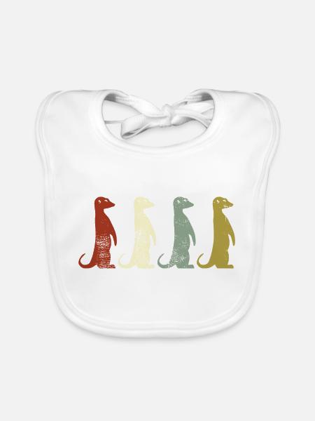 Erdmännchen Retro Style Geschenk - Baby Bio-Lätzchen - Weiß