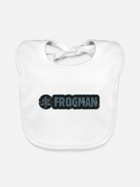 FROGMAN BLUE plongée sous marine - Bavoir bio Bébé - blanc - Devant