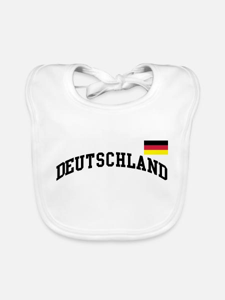 Deutschland Flagge - Germany-BRD-Fussball-soccer - Baby Bio-Lätzchen - Weiß - Vorne