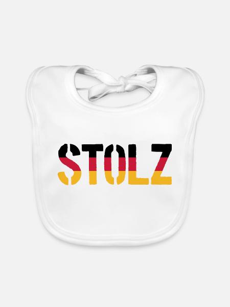 STOLZ Drapeau allemande, fier de l'Allemagne - Bavoir bio Bébé - blanc - Devant