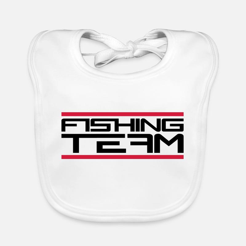 Le logo de sport de l'équipe de pêche rouge a attrapé du poisson Bavoir bio Bébé