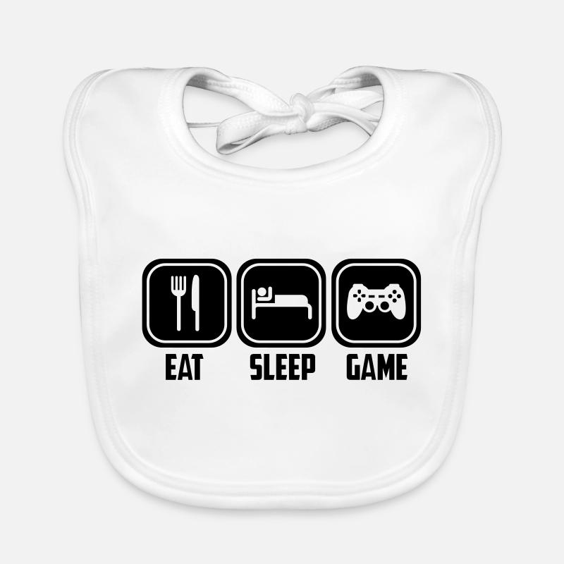 eat sleep game - Bavoir bio Bébé - blanc