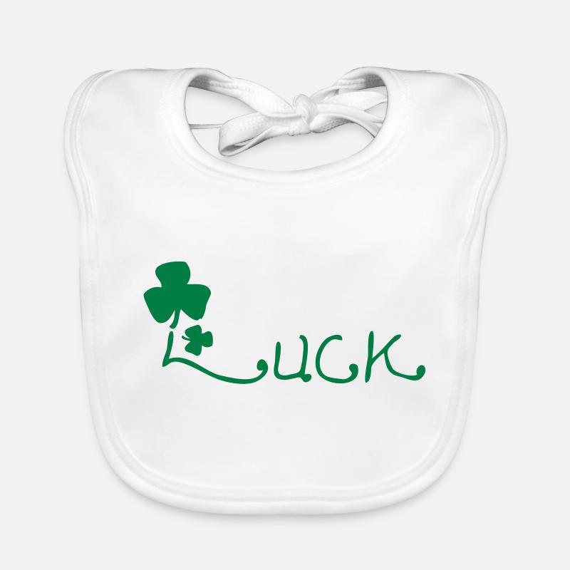 LUCK text lucky charm Organic Baby Bibs