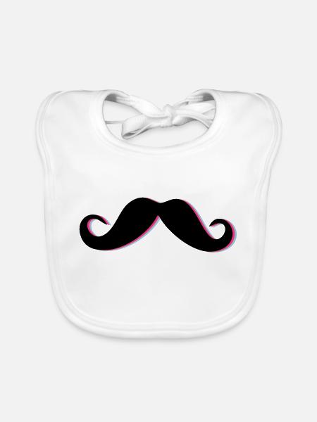 Funky Mustache - Baby Bio-Lätzchen - Weiß - Vorne